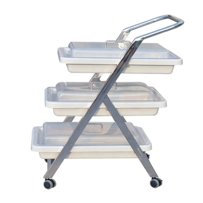 Giá tốt. Nội soi 630MM 51,5CM Dịch vụ y tế Xe đẩy kệ thép không gỉ ba lớp Xe đẩy tiện ích y tế trực tuyến